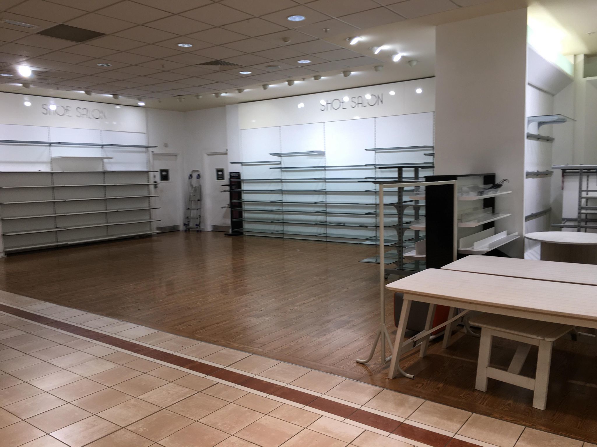 EMPTY: Debenhams shelves have been stripped bare in preparation for the Portland Walk stores closure tomorrow