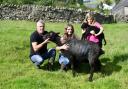 Ewe must be joking! Farmer Alistair Strong, with daughters, Amy and Maisie and mum and lamb...Pictures Stuart Walker