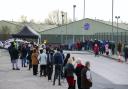 A queue at a coronavirus testing centre in Liverpool (PA)