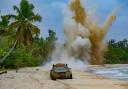 Jeremy Clarkson in his Bentley Continental on a Madagascan beach. Picture: PA Photo/Amazon Prime Video/The Grand Tour