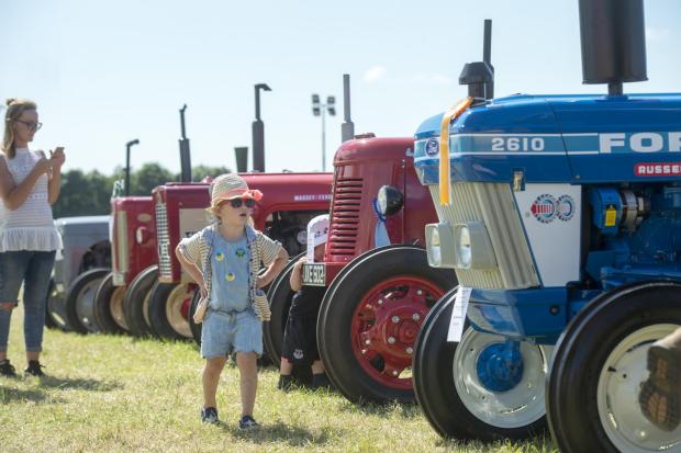Cumberland & Westmorland Gazette: The Cumberland Show 2017 at East Park, Brisco. Rosie Owen, 4, from Liverpool and tractors. 2017. Picture: Jonathan Becker.