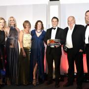 The in-cumbria Business Awards 2019, at The Halston, Carlisle, 14 November 2019...Best Family Business Award..Guest speaker and compere Cathy Newman, left, with winners Stan Sherlock Associates, from second left, Hannah Heslop, Janet Braisted, Emma