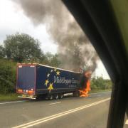 The A66 lorry fire was reported around 7pm yesterday evening