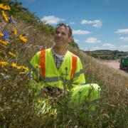 Highways England ecologist Leo Gubert at the company's grassland planting site