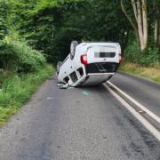 ACCIDENT: Car overturns at Crook (Twitter Cumbria Roads Police & ARVs)